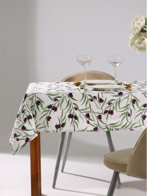 Скатерть «Доляна» Olives 149×250 см, 100% хлопок, рогожка 164 г/м²