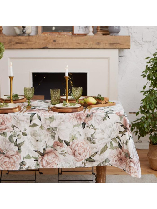 Скатерть «Этель. Пионы», 149×180 см, 100% хлопок, саржа 190 г/м²