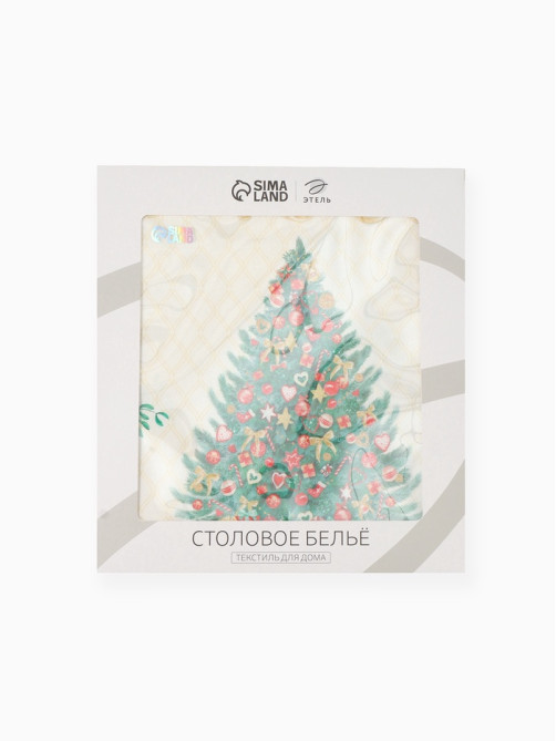 Скатерть новогодняя «Этель» Golden Christmas, 150×220±3 см с ГМВО, 100% хлопок, 190 г/м²