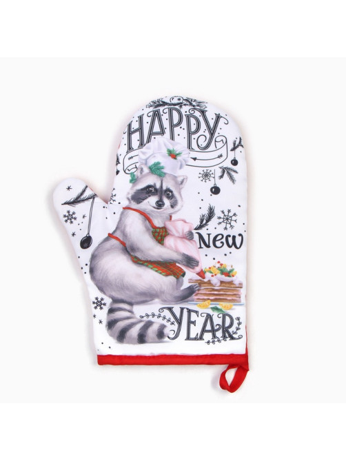 Варежка - прихватка новогодняя «Доляна» Happy new year, 20×27 см
