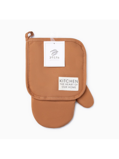 Кухонный набор «Этель» Kitchen orange: варежка-прихватка 18×29 см, прихватка 19×19 см, оранжевый