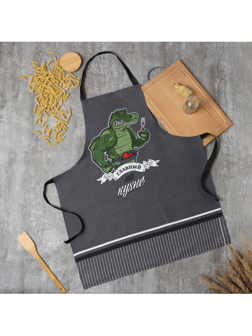 Фартук кухонный «Доляна. Главный на кухне», 70×60 см, рогожка, 100% хлопок, 160 г/м²