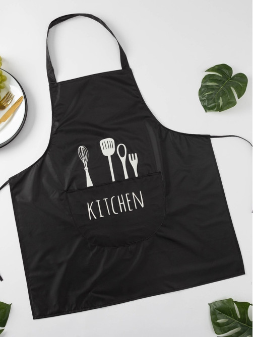 Фартук кухонный «Доляна» Kitchen, 70×65 см, чёрный