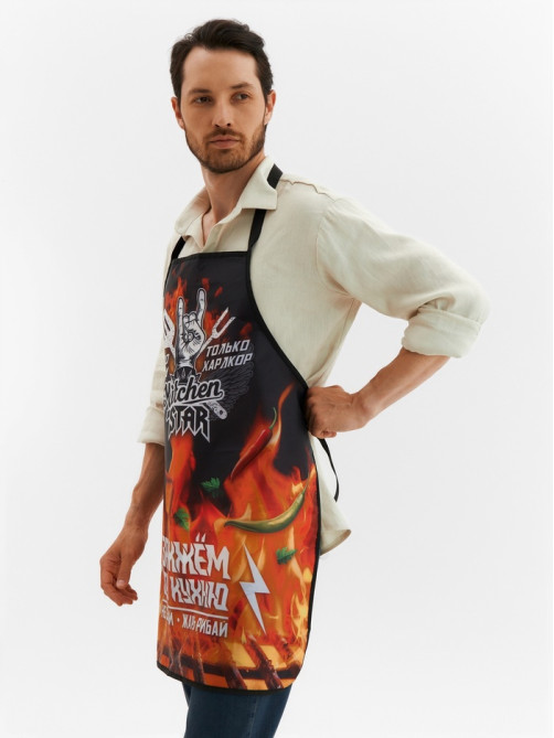 Фартук кухонный мужской Kitchen star, 65×80 см, оксфорд 210 г/м², чёрный