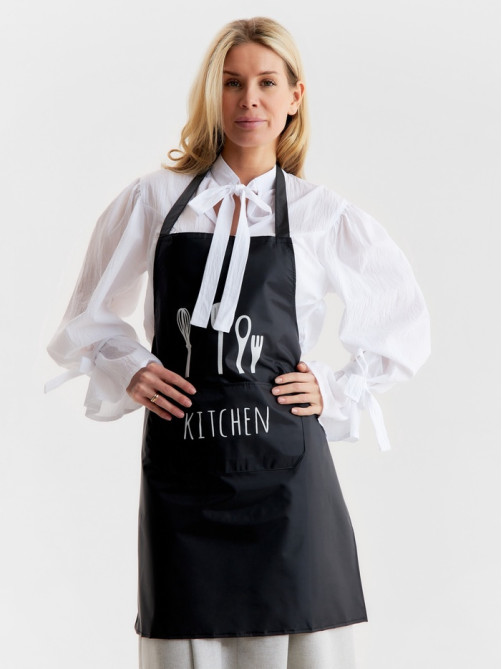 Фартук кухонный «Доляна» Kitchen, 70×65 см, чёрный