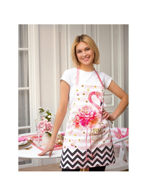 Фартук кухонный «Этель» Pink flamingo, 60×65 см, 100% хлопок, саржа 190 г/м²