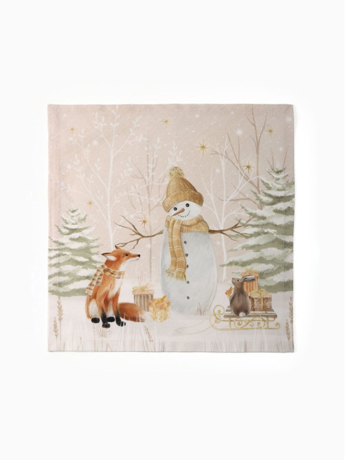 Набор новогодних салфеток «Этель» Christmas snowman, 40×40 см - 4 шт., 100% хлопок, саржа 190 г/м²