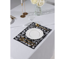 Салфетка на стол «Этель» Flowers black, 30×45 см, 370 г/м², чёрная