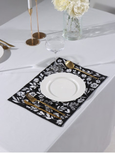 Салфетка на стол «Этель» Flowers black, 30×45 см, 370 г/м², чёрная