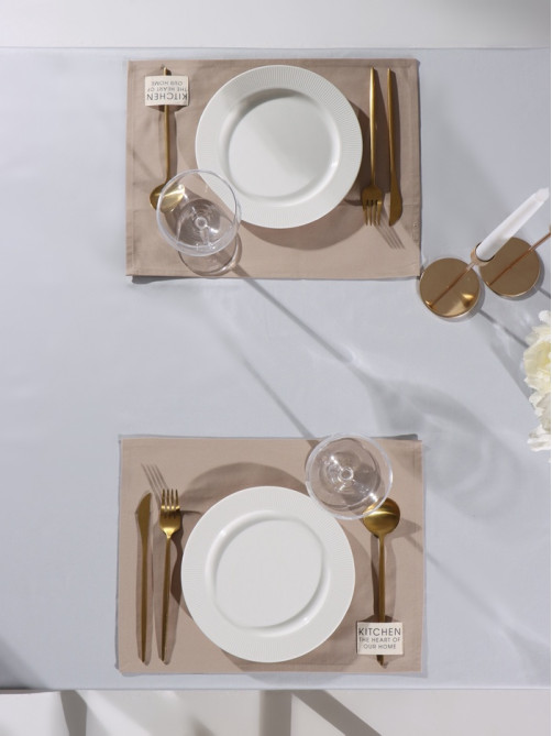 Набор салфеток «Этель» Kitchen, 30×40 см - 2 шт., 100% хлопок, саржа 220 г/м², бежевый