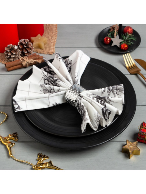 Набор салфеток сервировочных «Этель» Christmas, 45×45 см - 2 шт., с декоративными кольцами, белые