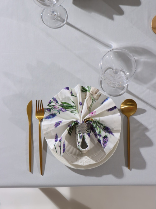 Набор салфеток с декоративными кольцами «Этель» Lavender, 40×40 см - 2 шт., 100% хлопок, саржа