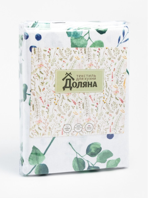 Шторы для кухни «Доляна. Эвкалипт», 150×180 см - 2 шт., подхваты - 2 шт., 164 г/м², 100% хлопок