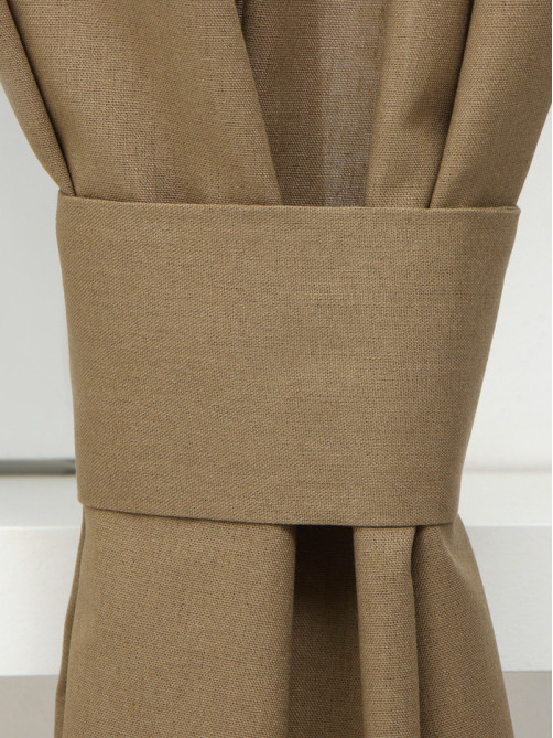 Шторы для кухни «Этель» ECO, 130(±6)×180 см - 2 шт., подхваты - 2 шт., оливковые