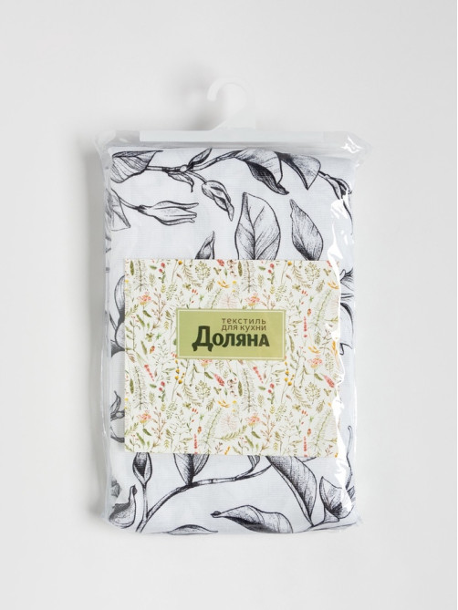 Шторы для кухни «Доляна» Plant leaves, 146×180 см - 2 шт., подхваты - 2 шт., 100% хлопок, 164 г/м²