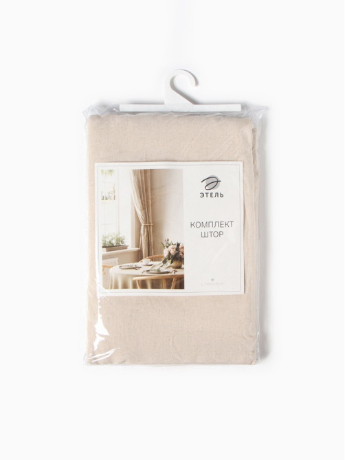 Шторы для кухни «Этель» ECO, 130(±6)×180 см - 2 шт., подхваты - 2 шт., молочные