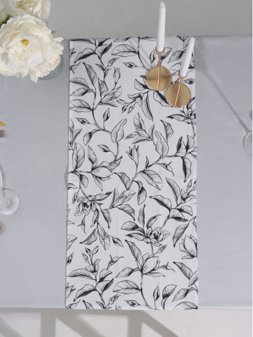 Дорожка на стол «Доляна» Plant leaves, 40×146 см, 100% хлопок, рогожка 164 г/м²