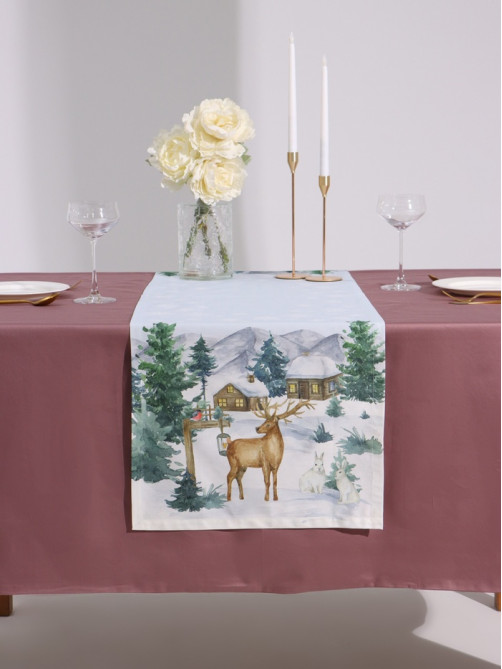 Дорожка новогодняя на стол «Этель» Forest animals, 40×147±5 см, 100% хлопок, саржа 190 г/м²