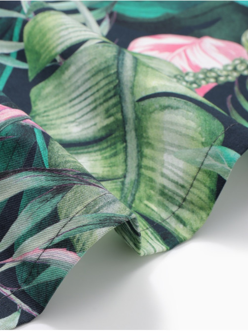 Дорожка на стол «Этель» Tropical parrots 40×146 см, 100% хлопок, саржа 190 г/м², зелёная/чёрная