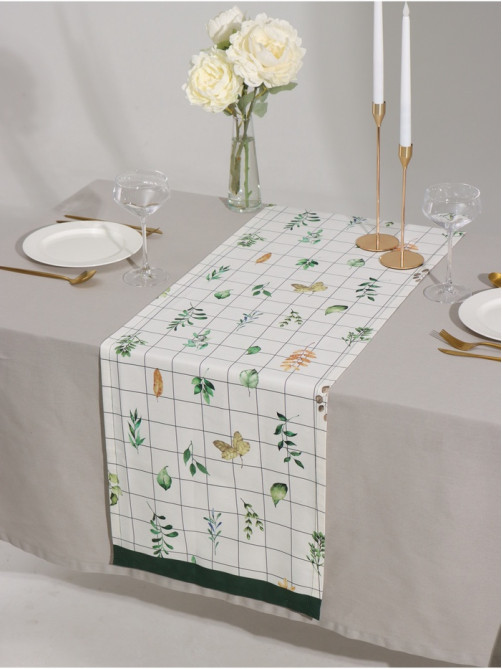 Дорожка на стол «Этель» Flora, 40×149 см, 100% хлопок, саржа 190 г/м², белая