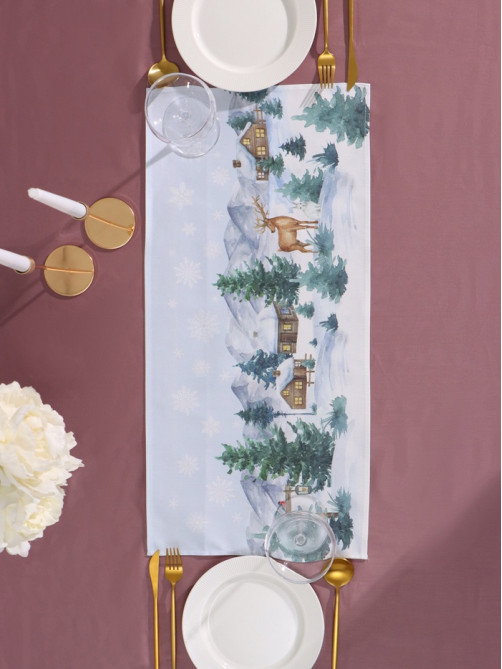 Дорожка новогодняя на стол «Этель» Forest animals, 30×70±5 см, 100% хлопок, саржа 190 г/м²