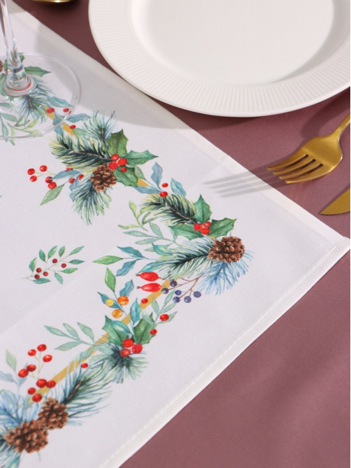 Дорожка новогодняя на стол «Этель» Christmas bells, 30×70±5 см, 100% хлопок, саржа 190 г/м²
