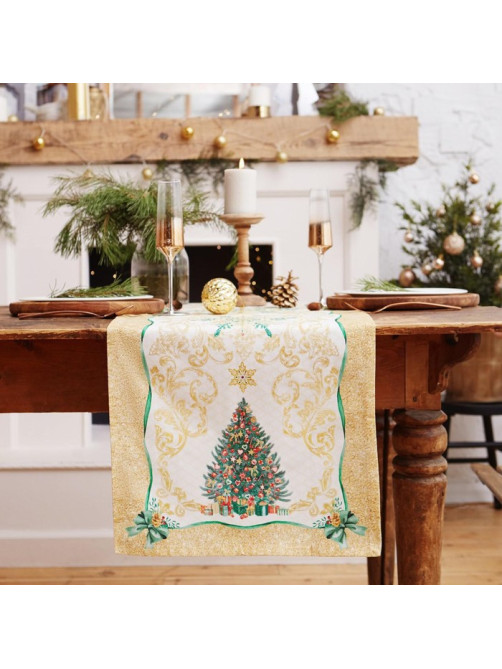 Дорожка на стол новогодняя Golden Christmas 40×147 см, 100% хлопок, саржа 190 гр/м3