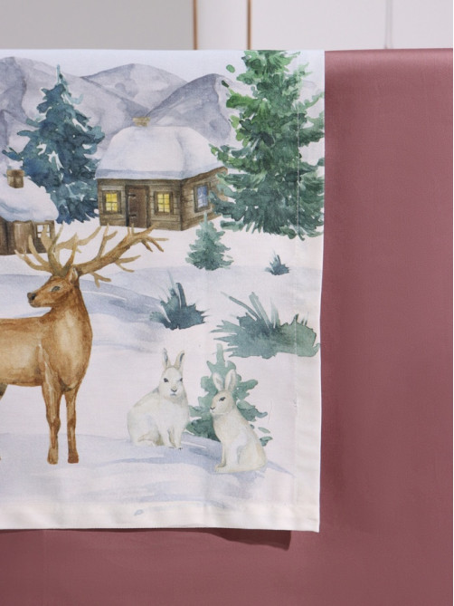 Дорожка новогодняя на стол «Этель» Forest animals, 40×147±5 см, 100% хлопок, саржа 190 г/м²