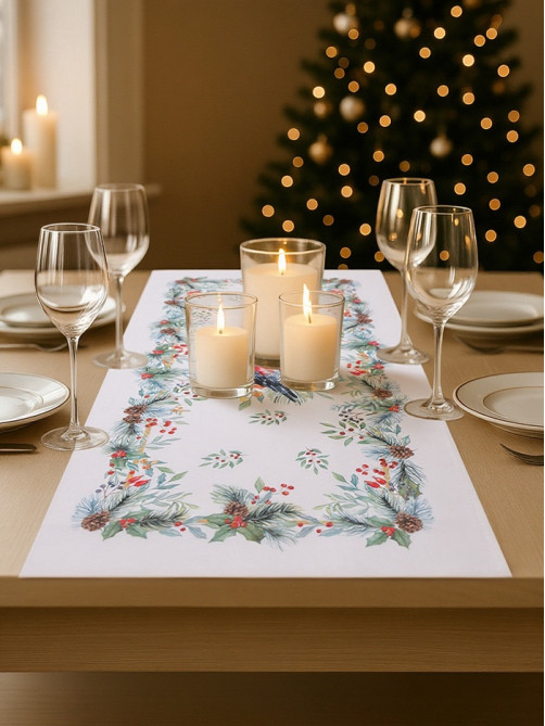 Дорожка новогодняя на стол «Этель» Christmas bells, 30×70±5 см, 100% хлопок, саржа 190 г/м²