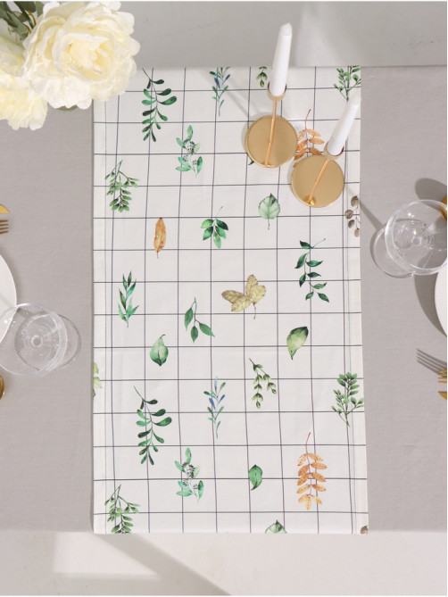 Дорожка на стол «Этель» Flora, 40×149 см, 100% хлопок, саржа 190 г/м², белая