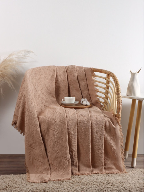 Плед с бахромой SL Home Warm, 130×180 см, бежевый