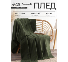 Плед флисовый «Экономь и Я», 150×130 см, 160 г/м², темно-зелёный