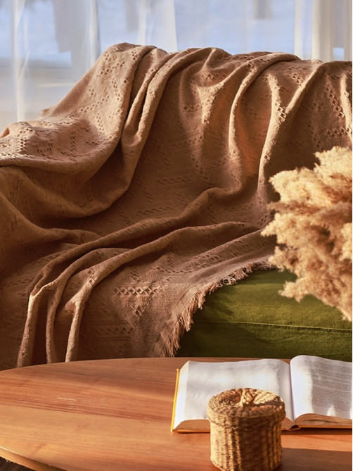Плед с бахромой SL Home Warm, 130×180 см, бежевый