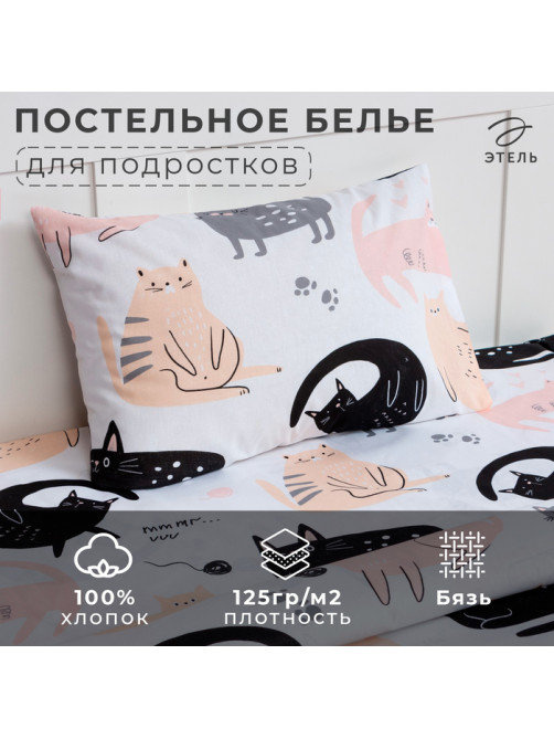 Постельное бельё 1.5-спальное «Этель» Cat party, бязь
