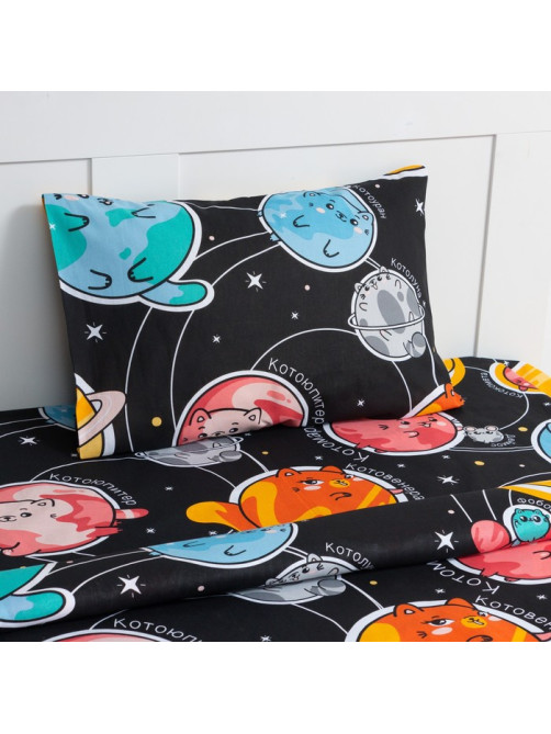 Постельное бельё 1.5-спальное «Этель» Cats and space, бязь