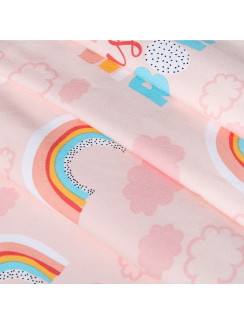 Штора портьерная «Этель» Pink Rainbow, 145×260 см, рогожка
