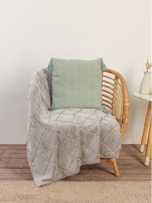 Наволочка декоративная с кисточками SL Home TASSEL, 45×45 см, оливковая