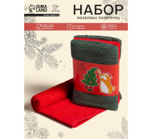 Полотенца махровые «Этель. С НГ», 30×30 см - 3 шт., хлопок 100%