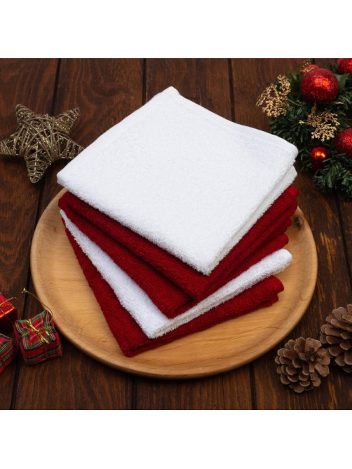 Полотенца махровые «Этель» Merry christmas, 30×30 см - 5 шт., 100% хлопок, 340 г/м²
