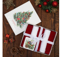 Полотенца махровые «Этель» Merry christmas, 30×30 см - 5 шт., 100% хлопок, 340 г/м²