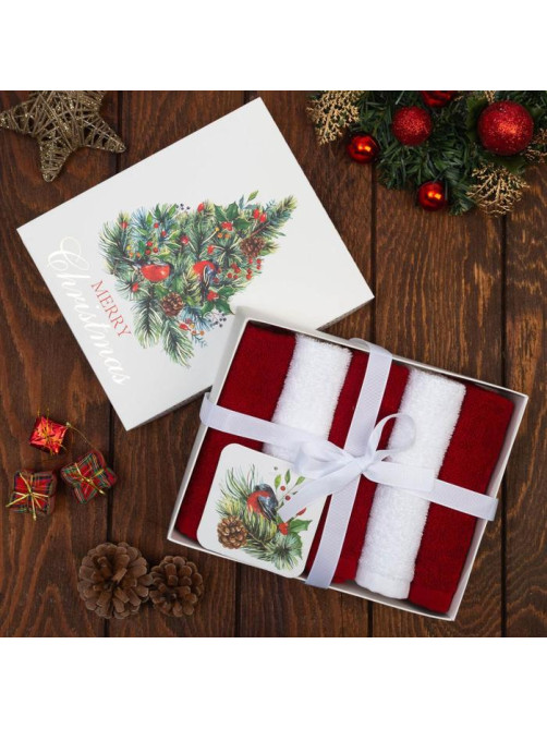 Полотенца махровые «Этель» Merry christmas, 30×30 см - 5 шт., 100% хлопок, 340 г/м²
