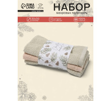 Полотенца махровые «Этель» Wonderland, 30×30 см - 3 шт., 340 г/м², 100% хлопок
