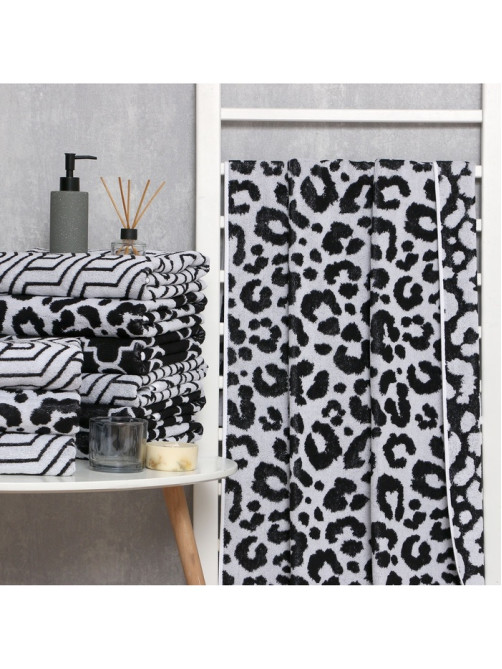 Полотенце махровое «Этель» Leopard, 50×90 см, 100% хлопок, 420 г/м², чёрно-белое