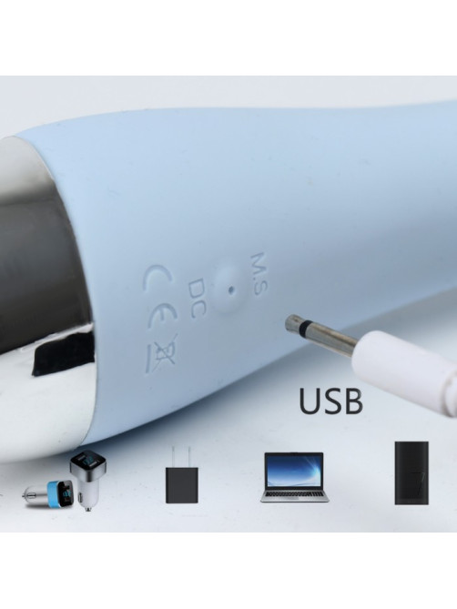Вибратор массажный, 10 режимов, 22×3 см, USB, голубой