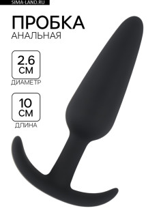 Анальная пробка конус, софт-силикон, 26×100 мм, черный