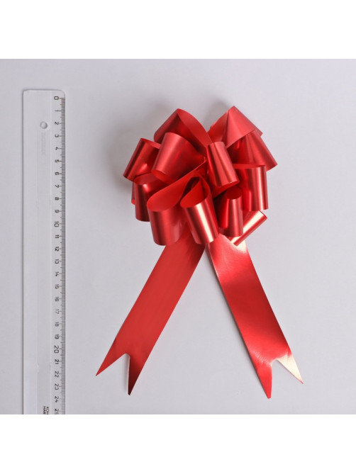 Подарочный бант - шар №3 металлик, красный, для упаковки подарков