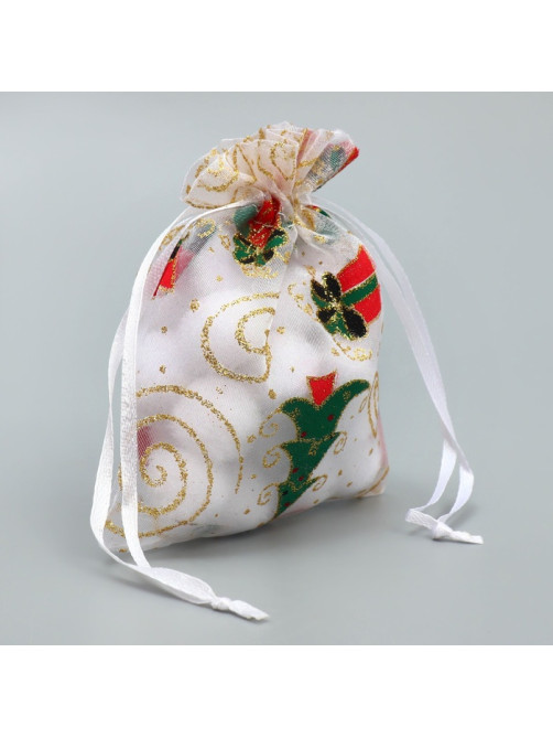 Мешочек подарочный новогодний органза «Золотые мгновения», 10×12 см ± 1.5 см