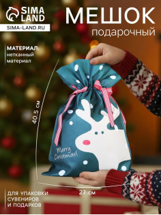 Мешок подарочный новогодний «Рождественский гость», 27×40.5 см