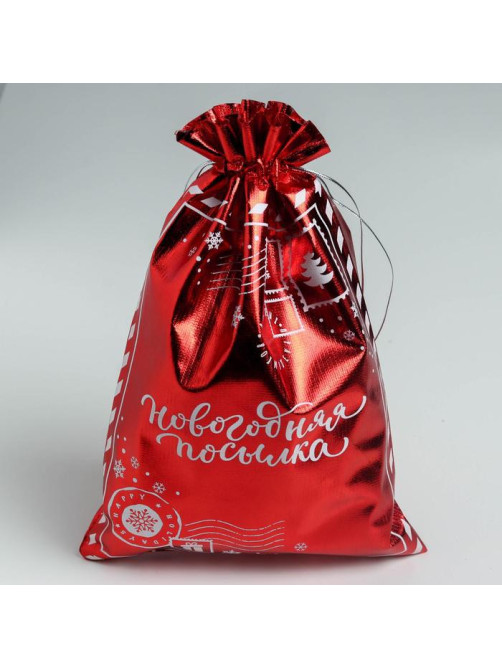 Мешочек подарочный парча «Новогодняя посылка», 20×30 см ± 1.5 см