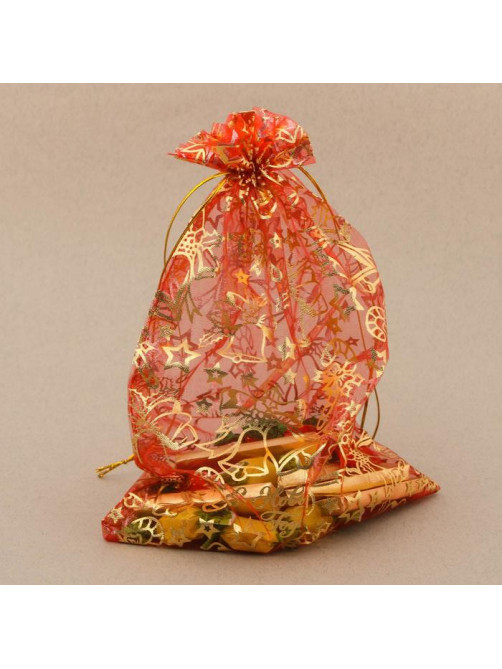 Мешочек подарочный органза «Новогодние игрушки», 20×30 см ± 1.5 см